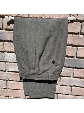 GIORGIO SAINT ANGELO vintage menswear plaid linen pleated high waist trousers